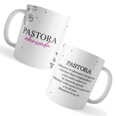 Imagem de Caneca Pastora Abençoada com Versículo Bíblico - Porcelana - Voar Pers