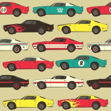 Imagem de Papel De Parede Adesivo Desenho Carros Infantil Colorido 3m