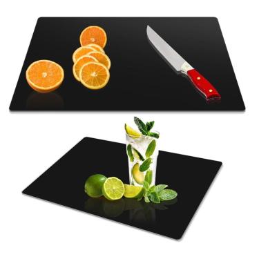 Imagem de Conjunto de tábuas de corte VSAR House, vidro temperado, 2 peças, preto