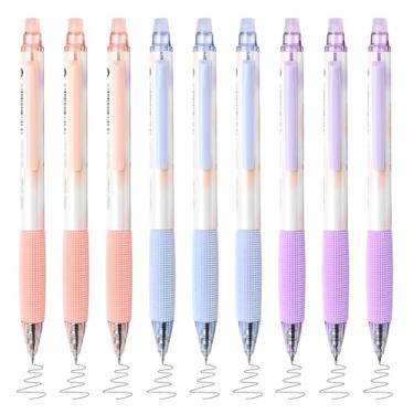 Imagem de M&G 12 canetas de gel apagáveis, caneta de tinta preta retrátil de ponta fina de 0,5 mm com borracha, aderência confortável de escrita suave para planejar e palavras cruzadas (tinta preta)