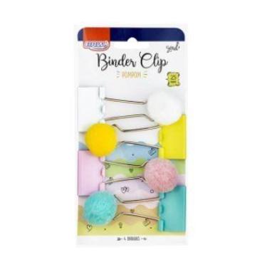 Imagem de CLIPS PARA PAPEL BINDER 25mm BLISTER COM 4 UNIDADES POMPOM - BRW