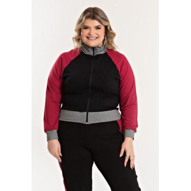Imagem de Jaqueta Feminina Plus Size Molecotton com Mangas Verdes e Detalhes Cin