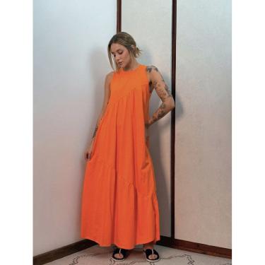 Imagem de Vestido Longo Feminino malha algodão Aveloz Laranja