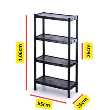 Imagem de Estante Prateleira 4 Andares Modular Multiuso Plástico Resistente Orga