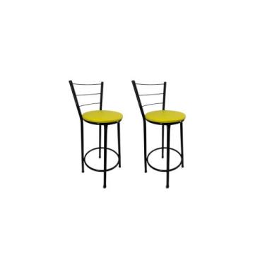 Imagem de Kit 2 Banquetas Bancos Média Preta Bistrô Balcão Cozinha - FortMix, Am