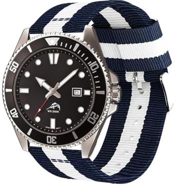 Imagem de Compatível com pulseiras Casio MDV106, pulseira de substituição de tecido de nylon respirável de 22 mm da Lamshaw compatível com relógio Casio MDV106 Series, tamanho único, metal, 1