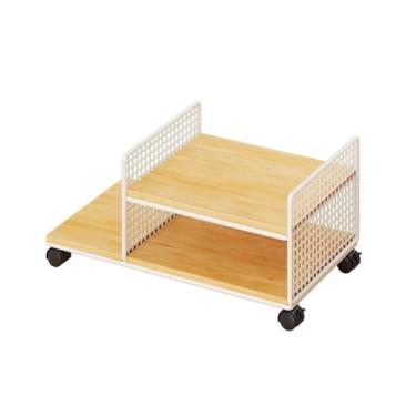 Imagem de ZzleoyuUUs-12 Suporte de CPU, suporte de CPU, prateleira de impressora, estojo de mesa, suporte de carrinho móvel com rodas giratórias de bloqueio, suporte de CPU multifuncional (natural)