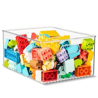 Imagem de Recipiente de plástico transparente para armazenamento de alimentos com alças para organizar cozinha, despensa, geladeira, freezer, despensa, armário, armário, banheiro 25,4 x 20,3 x 12,7 cm