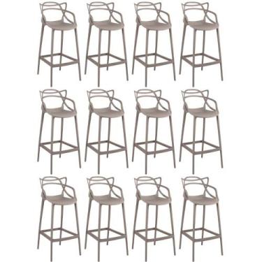 Imagem de Kit 12 Banquetas Allegra com Encosto Design Cozinha/Bancada - Fendi - 