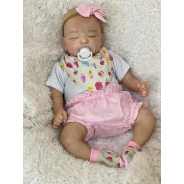 Imagem de Bebe Reborn Carequinha Dormindo, Princesa. Enxoval com 16 Itens, 50cm 