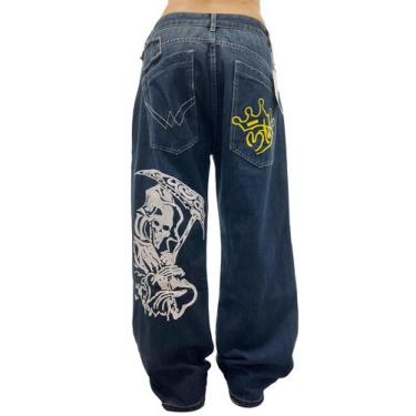 Imagem de Jeans Dynict Unissex Y2K Hip Hop Street Gothic Baggy Blue