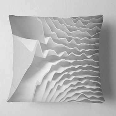 Imagem de Sala de estar contemporânea Designart Fractal Curvo Branco 3D Waves, Sofá, Almofada de alta qualidade + Capa de almofada impressa em ambos os lados 66 cm x 66 cm