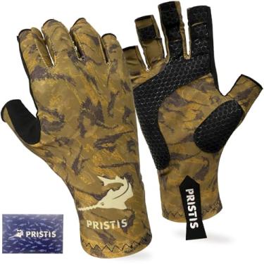 Imagem de Pristis Luvas de pesca com meio dedo, FPS 50+, respirável, secagem rápida, proteção UV, luvas de sol finas sem dedos para mulheres e homens, pesca com mosca, caiaque, caça, caminhadas, água salgada