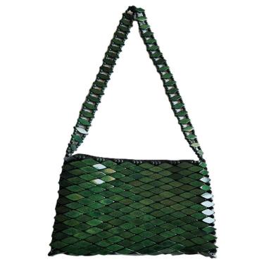 Imagem de Bolsa Madeira Verde Alça de Ombro Retangular 28cm