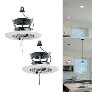 Imagem de Jolux Kit de conversão de luz de lata embutida instantânea de 5/15.2 cm para luminária suspensa, para luminária de ventilador de teto, acabamento branco, ideal para cozinha, quarto, sala de estar