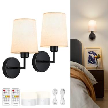 Imagem de NookNova Arandela de parede operada por bateria, arandelas de parede de 10.0000 mAh, conjunto de 2 luzes acessíveis a bateria, reguláveis, luzes de parede alimentadas por bateria para quarto, sala de