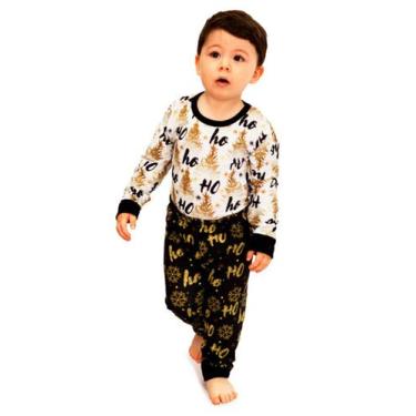 Imagem de Pijama Body Baby Longo Natal Dourado - Alegria de Montar, 3 anos