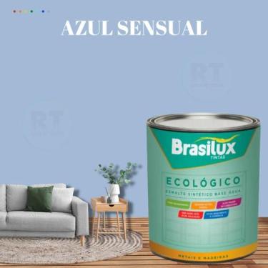 Imagem de Esmalte Sintético Brasilux Base Água Ecologico Cor Azul 800ML Brilhant