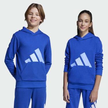 Imagem de Moletom Adidas Essentials Big Logo Com Capuz Juvenil Azul, 16 ANOS