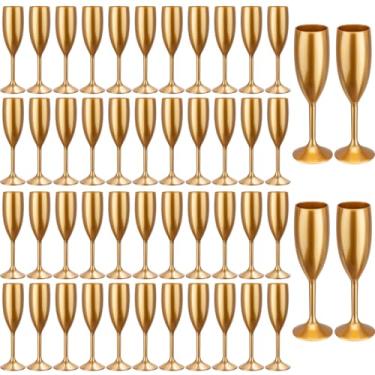 Imagem de Rkyhwowby Taça de acrílico para flauta de champanhe, reutilizável, inquebrável, taças de champanhe para despedida de solteira, casamento, chá de noiva (48, âmbar)