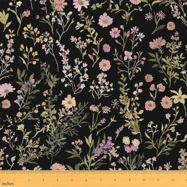 Imagem de Erosebridal Tecido Lavanda por Yard Margarida Floral Impermeável Tecido Exterior Flores Lilás Plantas Jardim Estofamento Tecido Fazenda Pétalas Botânicas DIY Decoração Artística, 1 jarda