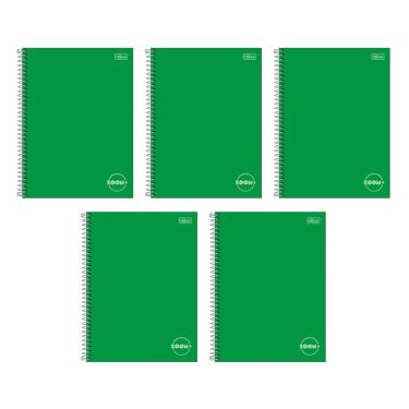 Imagem de Kit com 5 Cadernos Universitário Espiral Tilibra com 96 Folhas Pautadas Zoom Verde Aula Escolar