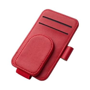 Imagem de Suporte De Óculos De Sol Para Viseira De Carro Em Couro PU Com Clipe M