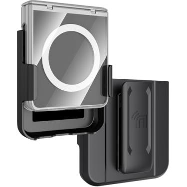 Imagem de Nakedcellphone Capa de celular Electro Combo para Samsung Galaxy Z Flip 7 com suporte de clipe de cinto - protetor de tela integrado - capa de dobradiça - compatível com MagSafe - prata/transparente