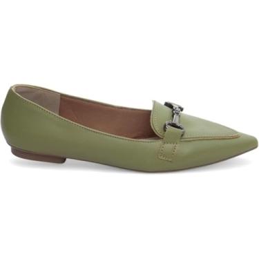 Imagem de Mocassim Sapatilha Feminina Bico Alongado Confortável – Napa, Solado Flexível, Forro Espumado, Palmilha EVA, Antiderrapante (Verde, BR, Adulto, Tamanho:36)