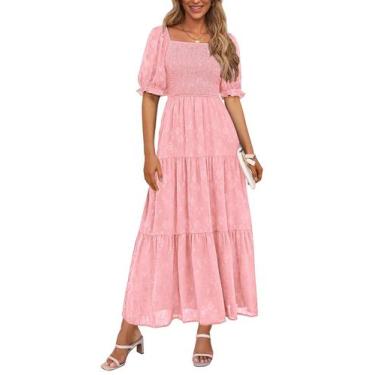 Imagem de Vestido midi PRETTYGARDEN feminino floral de verão A Line rosa