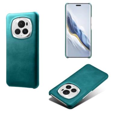 Imagem de Capa para Honor Magic 6 PRO,Proteção contra quedas,Casca de volta de cor sólida simples,Design de couro de imitação de plástico-Green