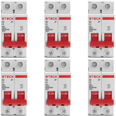 Imagem de Kit 6 Disjuntor Steck 32A Curva C SDD62C32 2 polos 3ka