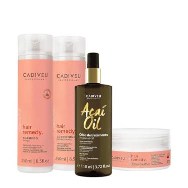 Imagem de Kit Cadiveu Essentials Hair Remedy Shampoo Condicionador Máscara e Açaí Oil 110 (4 produtos)