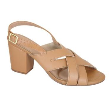 Imagem de Sandália Beira Rio Feminina Trançada Cruzada Salto 8280.687, Camel, 36
