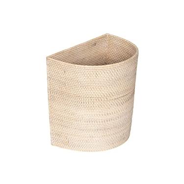 Imagem de Kouboo Laguna Cesto de lixo de vime meia-lua, off-white/latte
