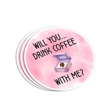 Imagem de (3 peças) Adesivo Will You Drink Coffee with Me Frases Engraçadas Citações Caffeinated Cafe Lovers Propostas Humorísticas Decalque Vinil para Tumbler Laptop Kindles Garrafas de Água Livros Telefone