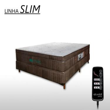 Imagem de Colchão Com Massageador Casal padrão + Base Box ALLMAG, Marrom