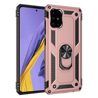 Imagem de SORAKA Capa para Samsung Galaxy A51 4G com suporte de anel capa armadura para Samsung Galaxy A51 4G capa traseira de policarbonato macio com placa de metal para suporte magnético de telefone carro
