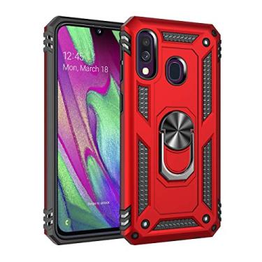 Imagem de SORAKA Capa para Samsung Galaxy A40 com suporte para anel Capa Slim Fit de TPU macio Capa Samsung Galaxy A40 com placa de metal para suporte magnético de telefone para carro