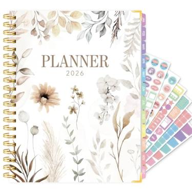 Imagem de GuassLee Agenda mensal semanal 2026 A4, agenda grande de capa dura de 12 meses com abas, adesivos e bolso, organizador diário de janeiro de 2026 a dezembro de 2026 para escola, escritório em casa