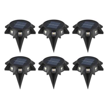 Imagem de Kit 6 Luminária Solar 8 LEDs Espeto de Jardim Luz Parede Área Externa 