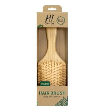 Imagem de Escova de Cabelo em Bambu Natural, Pente de Massagem com Almofada de Ar, 24,5 cm x 8,3 cm