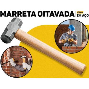Imagem de Marreta Oitavada Tramontina 1,5Kg Cabo De Madeira Ferramenta Profissio
