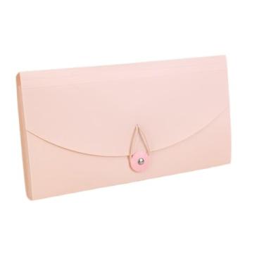 Imagem de Pasta de arquivo de recibo de bolsa de órgão pasta de armazenamento de faturas arquivo de notas multicamadas grande capacidade classificação arquivo arquivo de documentos jaqueta (rosa)