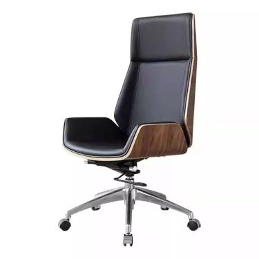 Imagem de Cadeira de escritório ergonômica cadeira de escritório em casa sem apoio de braço encosto alto altura executiva ajustável cadeira de trabalho giratória ajustável (marrom)