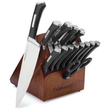 Imagem de Conjunto de Facas de Alto Carbono com Bloco Autoafiável de Bancada 15 Peças, CALPHALON 1932941, Preto