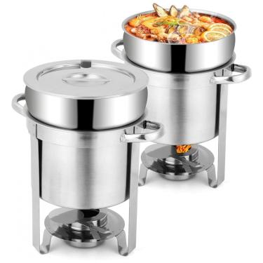 Imagem de Caldeirão de Sopa Rechaud 7 L Redondo em Aço Inoxidável 2 UN, Snowtaros