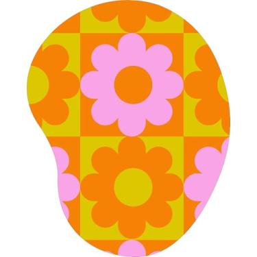 Imagem de Mouse Pad Ergonômico Gota Estampado Floral Quadriculado Laranja