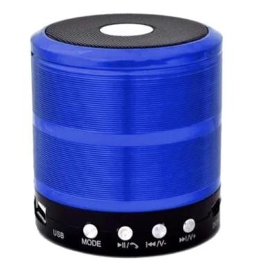 Imagem de Mini Caixa De Som Portátil Speaker Bluetooth | Multifunções: Rádio FM, USB e Cartão SD | Bateria Recarregável | Ultra Compacta (Azul)