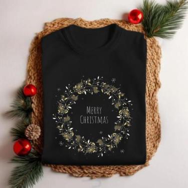 Imagem de Camiseta Unissex Natal Merry Christmas Guirlanda Festa Personalizada T
